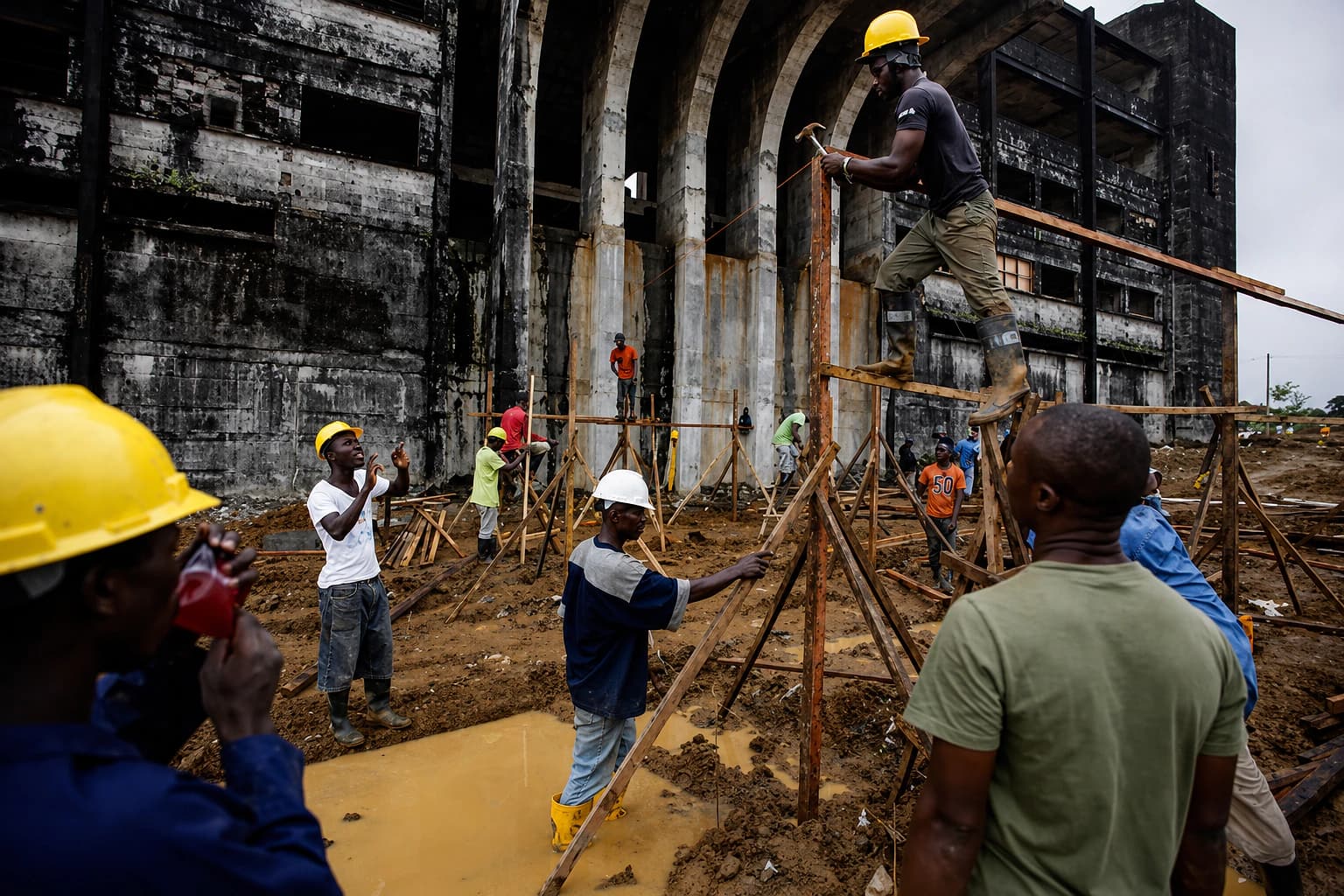Men at construction site in monrovia