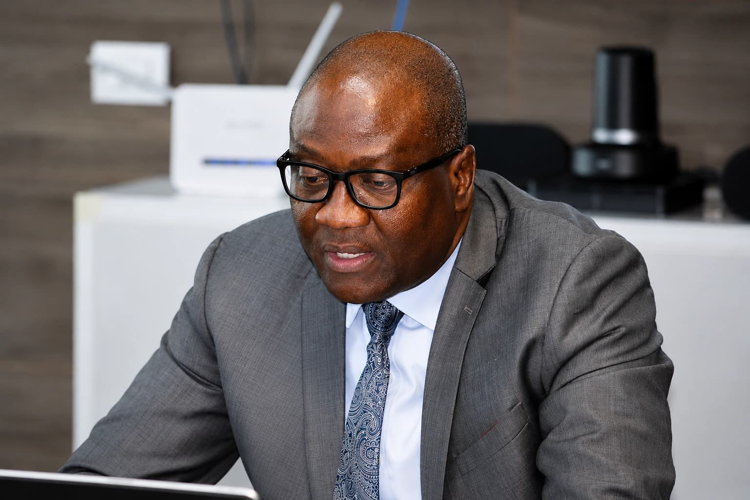 CBL Governor Henry F. Saamoi at MPC Briefing